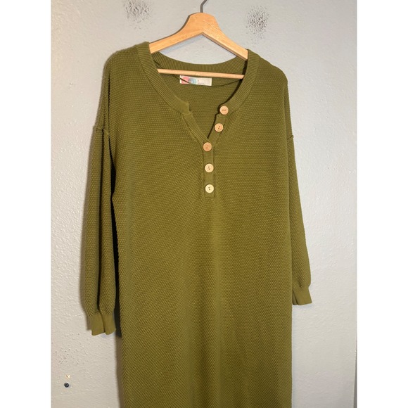 Free People Beach Hailee Sweater Midi Dress Olive Green Size Small - Picture 5 of 9